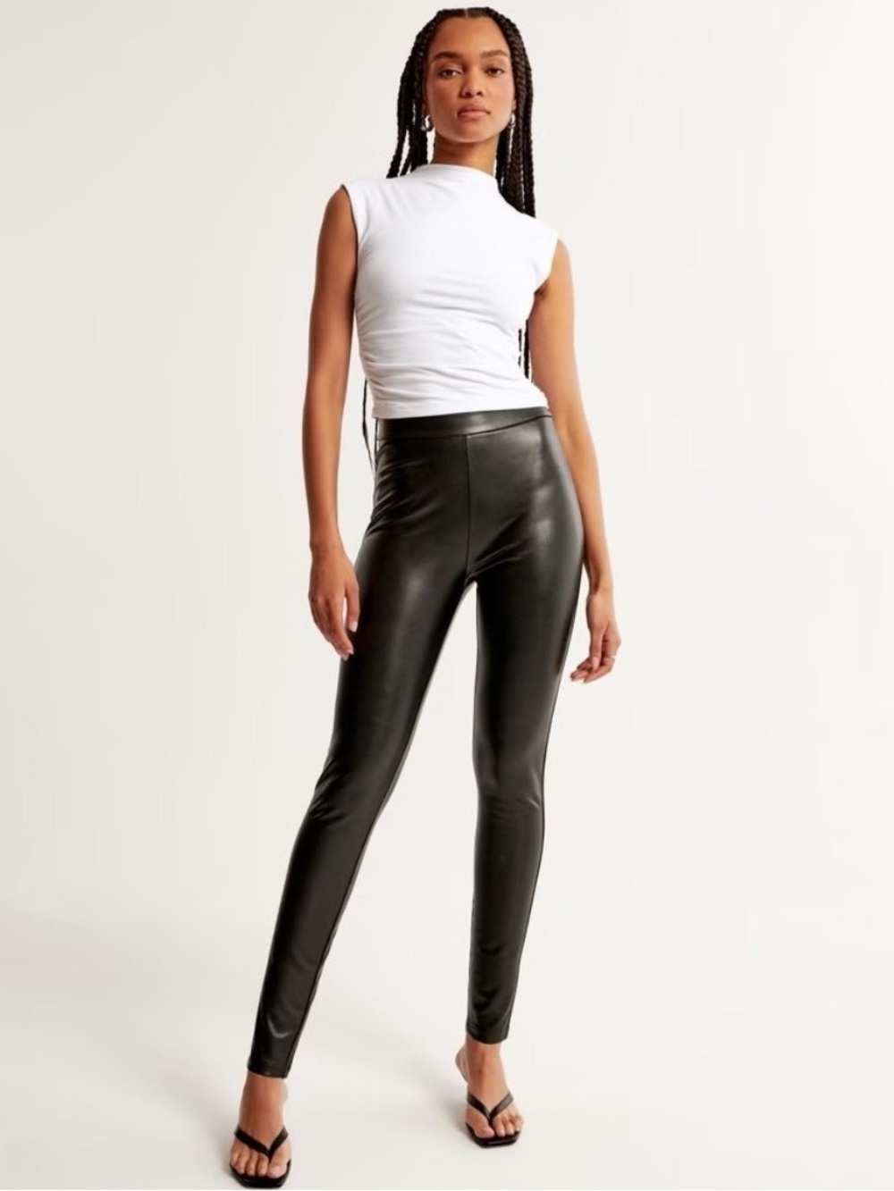 Abercrombie & Fitch High-Waist Faux Leather Leggings - Black